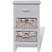Armadio con 1 Cassetto e 2 Cestini Bianco in Legno di Paulownia 241542