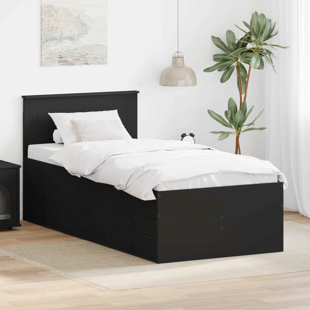 Daybed con cassetto Nero 90 x 200 cm Legno multistrato