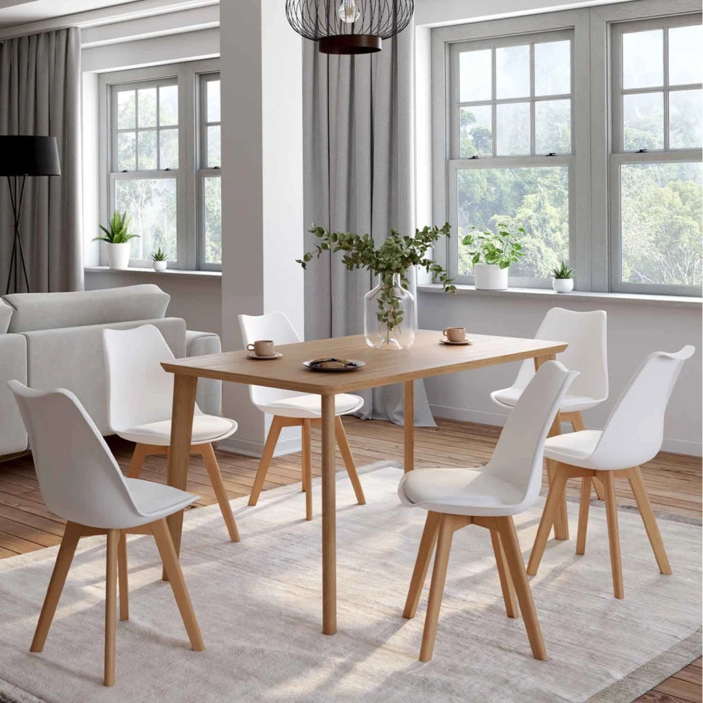 IDMarket - Set di 6 sedie SARA bianche per sala da pranzo