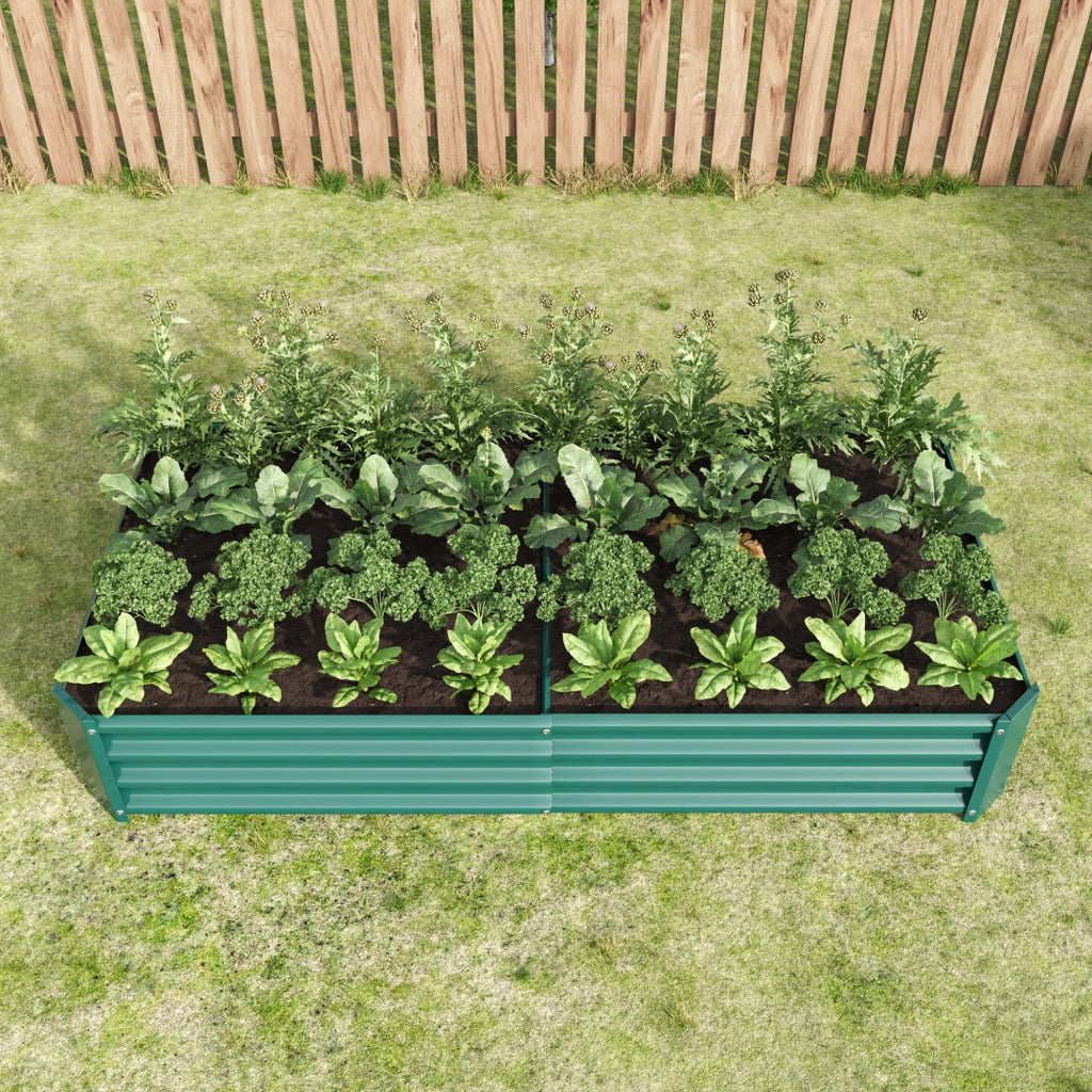 Orto rialzato su gambe in lamiera d'acciaio zincata con fondo aperto per verdure erbe e fiori verde 180 × 91 × 30 cm