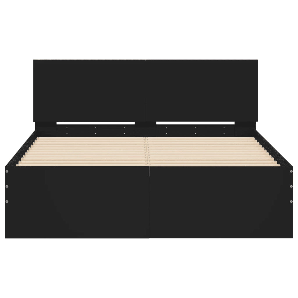 Giroletto con Testiera-Struttura Letto con testiera Nero 135x190 cm
