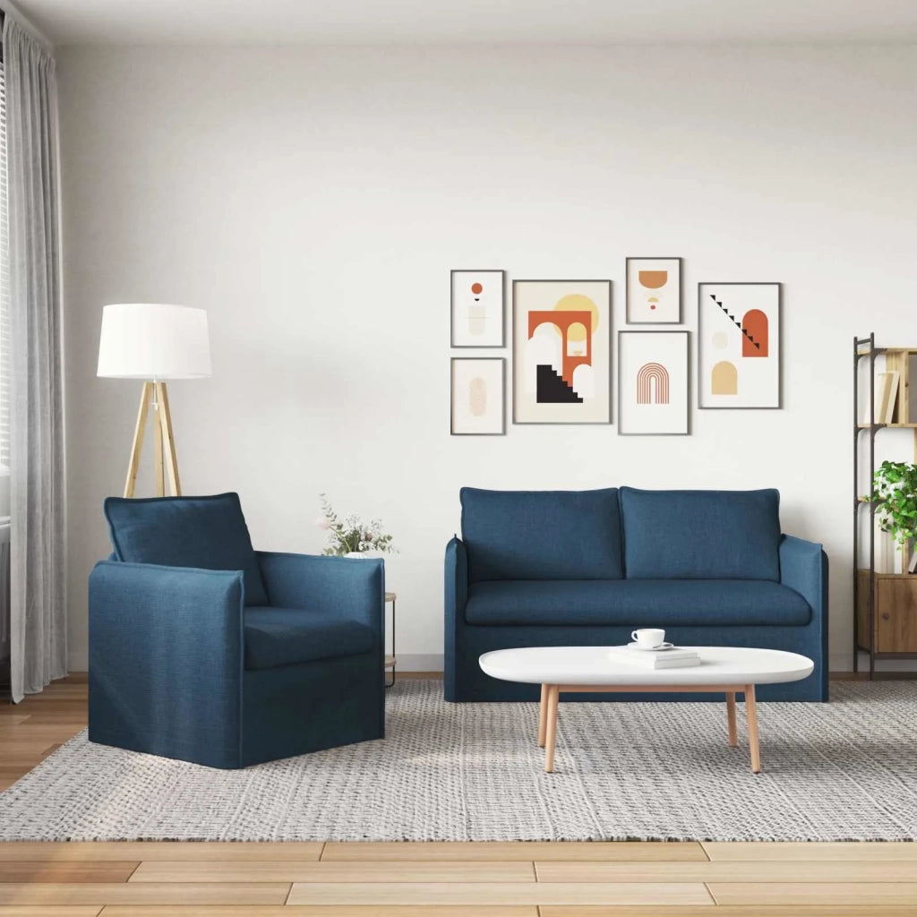 Set di divani 2 pcs Blu 156 x 82 x 85 cm Tessuto
