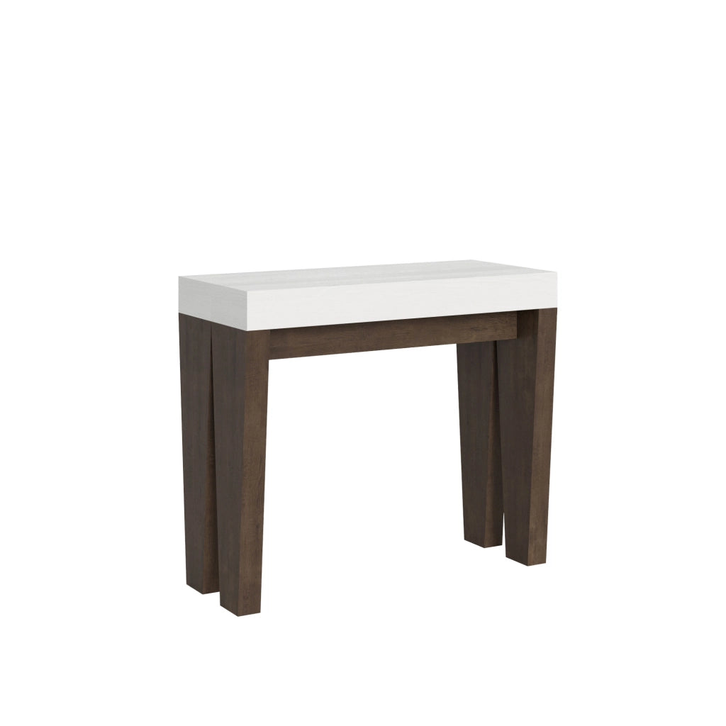 Consolle allungabile 90x40/196 cm SpimboX Mix Small piano Bianco Frassino - struttura Noce