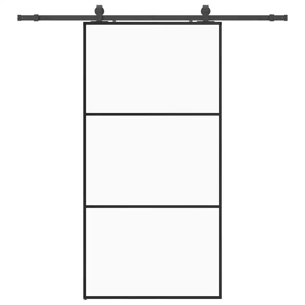 Porta Scorrevole con Ferramenta Nera 102x205 cm in Vetro ESG 3375843