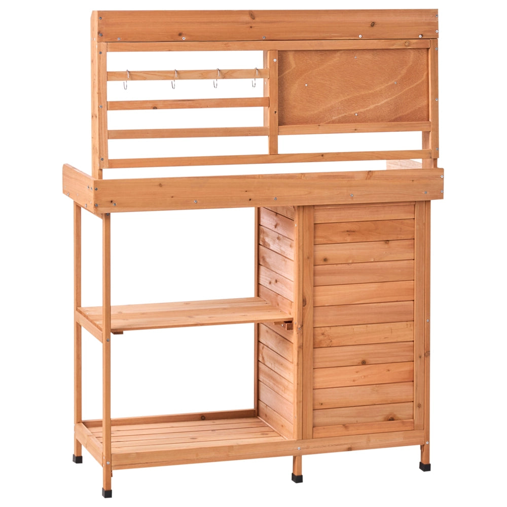 Tavolo da giardinaggio con spazio di archiviazione 113 x 46 x 148 cm Legno di abete marrone chiaro Piano di lavoro in ferro