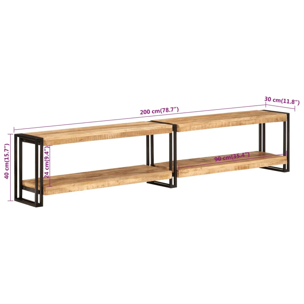Mobile TV multimediale scaffale TV mobile TV sala da pranzo soggiorno camera da letto 200 x 30 x 40 cm legno massello di mango marrone 02_0026105