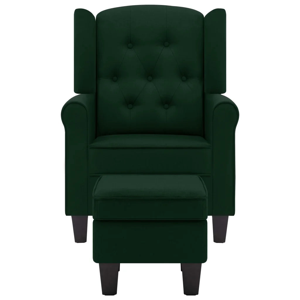 Poltrona | Sedia Relax con Poggiapiedi Verde Scuro in Tessuto