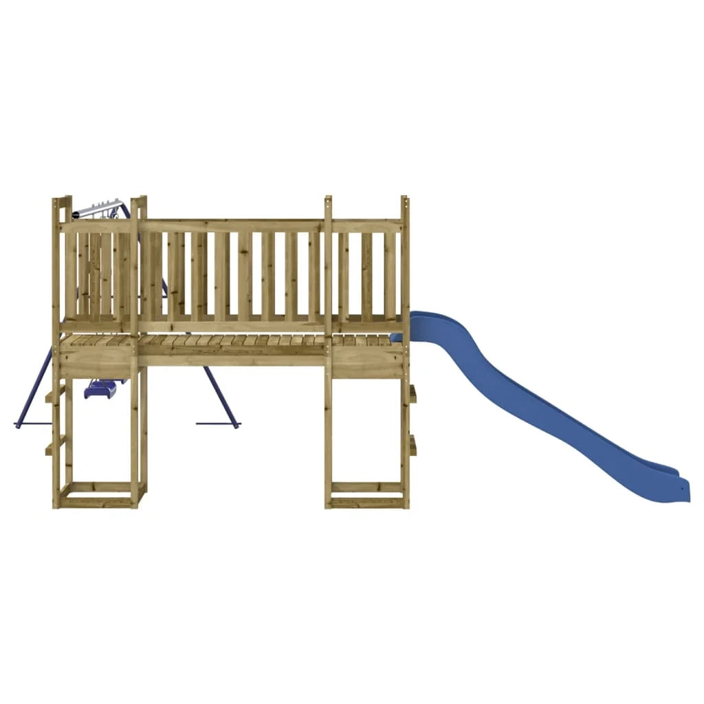 Altalene per parco giochi all'aperto scivolo altalene robuste giochi da giardino 308 x 467 x 169 cm legno di pino impregnato 02_0004822