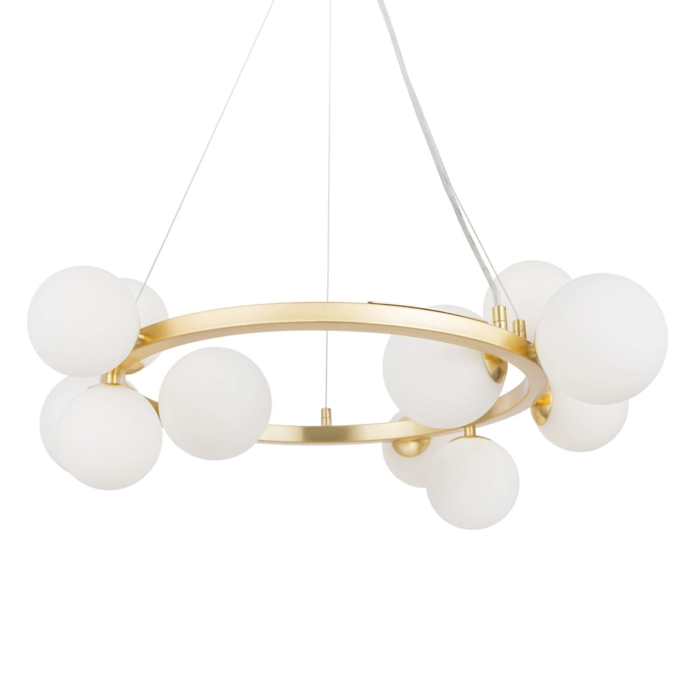Lampadario Maytoni Dallas 11 luci ottone sfere bianche