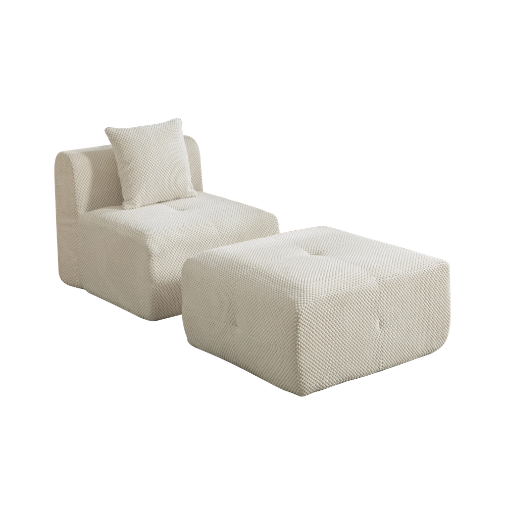 Divano Modulare in Tessuto Chenille ¨C MINIMAL ¨C Beige, Morbido, Antiscivolo