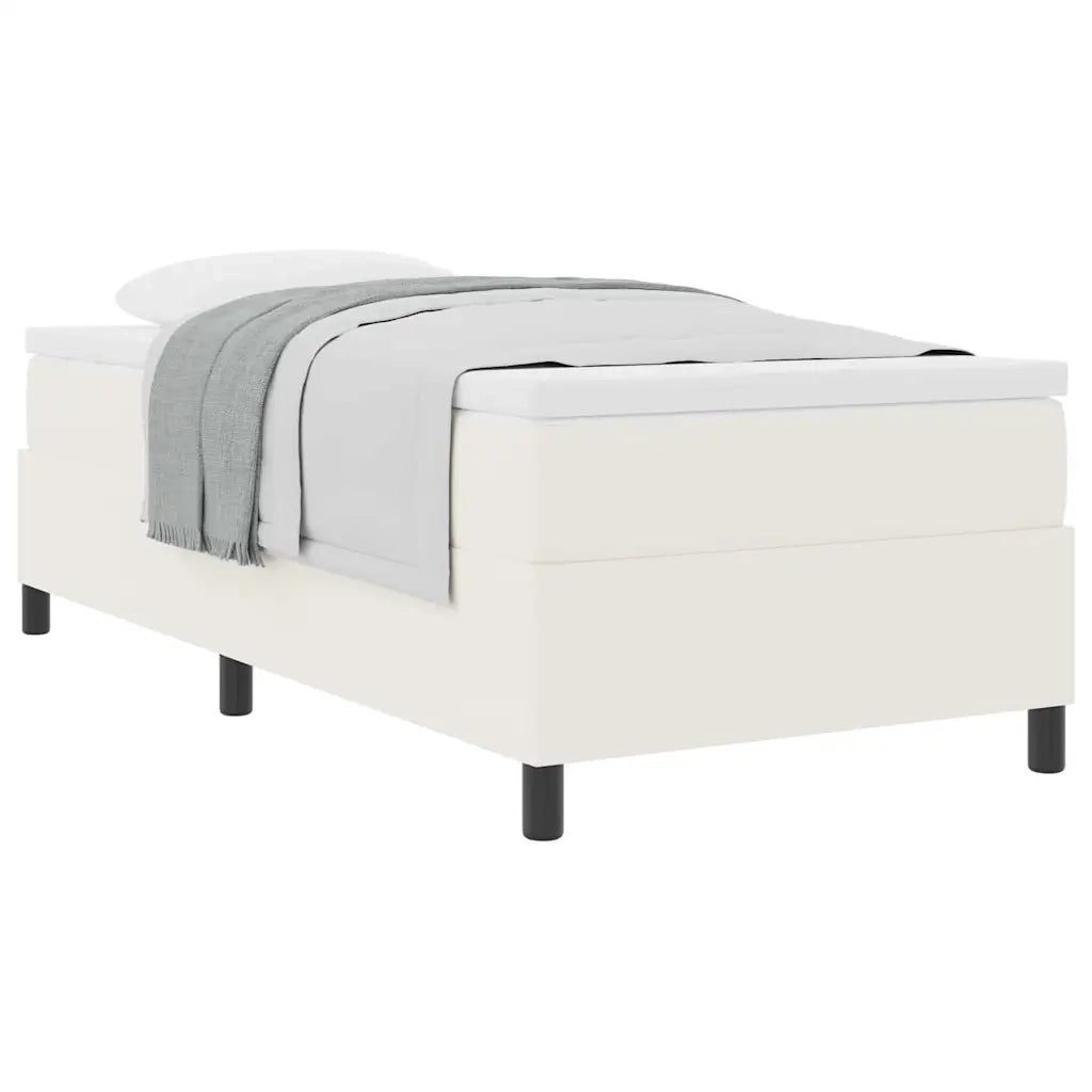Letto a molle Crema e Bianco 80 x 200 cm Tessuto in Cords 3337434