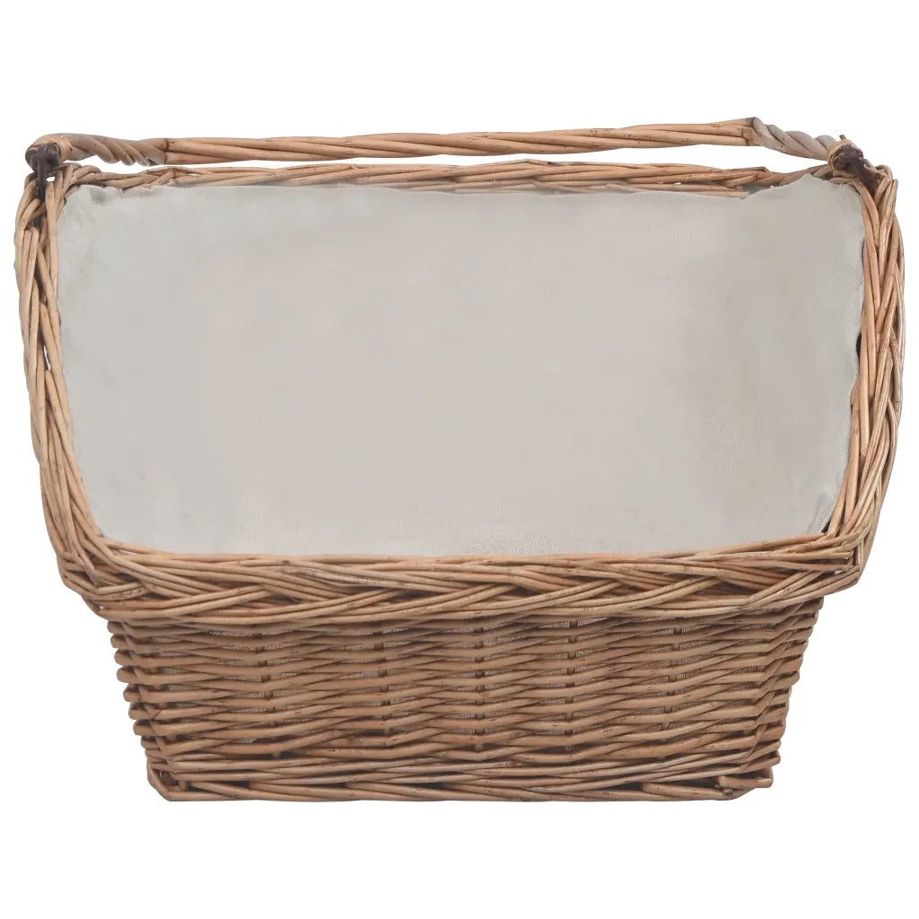 Cesta Legna da Ardere con Manico 61,5x46,5x58cm Marrone Salice 286989