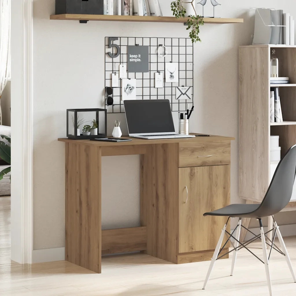 Scrivania Rovere Artigianale 100x50x76 cm in Legno Multistrato