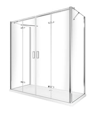 Box doccia a 3 lati con ingresso libero apertura centrale totale a libro pieghevole e due pareti laterali 77,5-80 Fisse + Porta 128,5-132