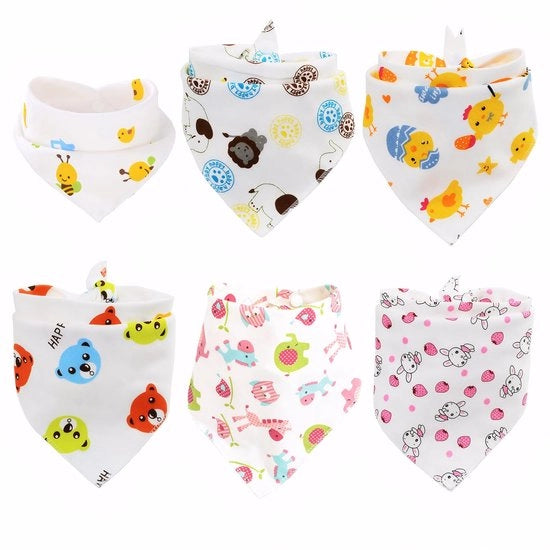 Set di 8 pezzi di asciugamani per bambino a forma di triangolo, fasce per bambino, piccoli asciugamani di cotone puro, soffici e respiranti, molto assorbenti, chiusure a pressione regolabili, adatti per bambini di entrambi i sessi