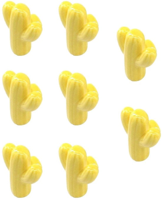 Cerniere per porta in ceramica a forma di cactus giallo - 8 pezzi - base in acciaio inox - dimensioni 43x50x20 mm - antistatiche - impermeabili all'acqua - cerniere per porta