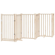 Cancelletto di sicurezza per cani con porta 6 pannelli legno massello di abete marrone 02_0023329