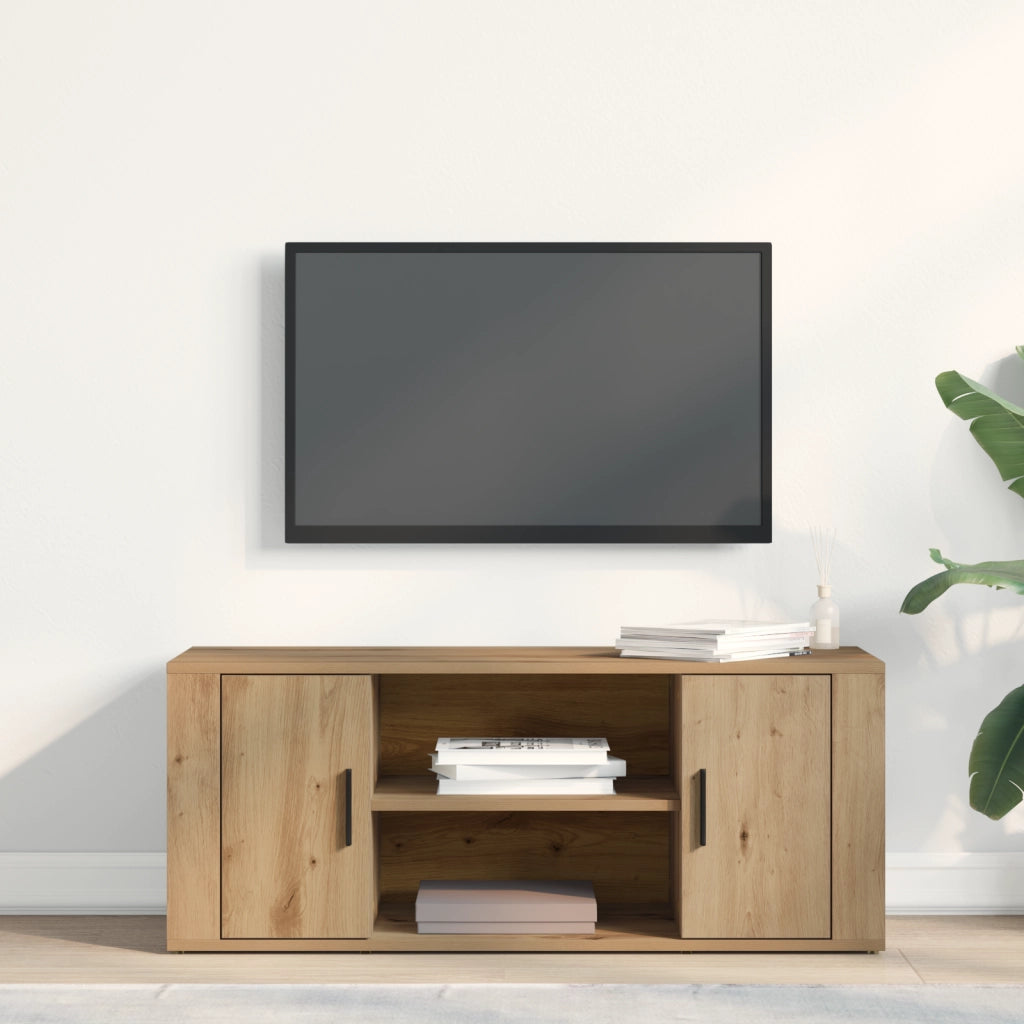 Cabinet TV  in Rovere Artisan 100x35x40 cm in Legno Ingegnerizzato