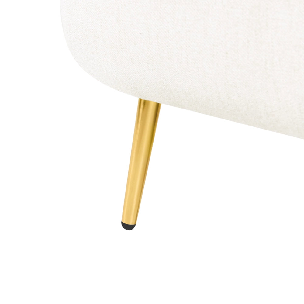 Poltrona bianco sporco rivestimento in tessuto gambe in acciaio dorato soggiorno camera da letto poltrona decorativa