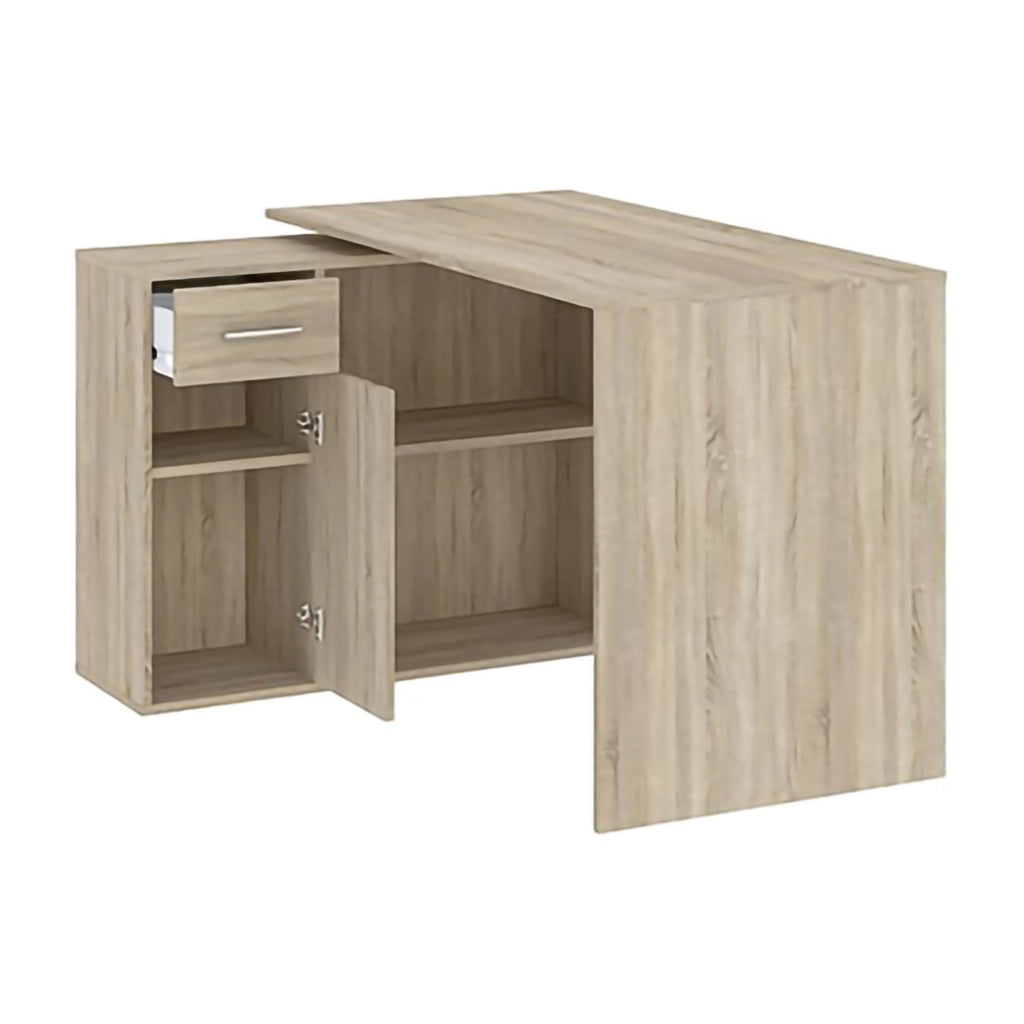 Linaza, Scrivania Angolare, 120x92x74h cm Marrone Rovere