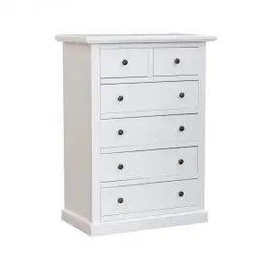 cassettiera 4 + 2 cassetti in legno Shabby chic laccato bianco cassetti lisci