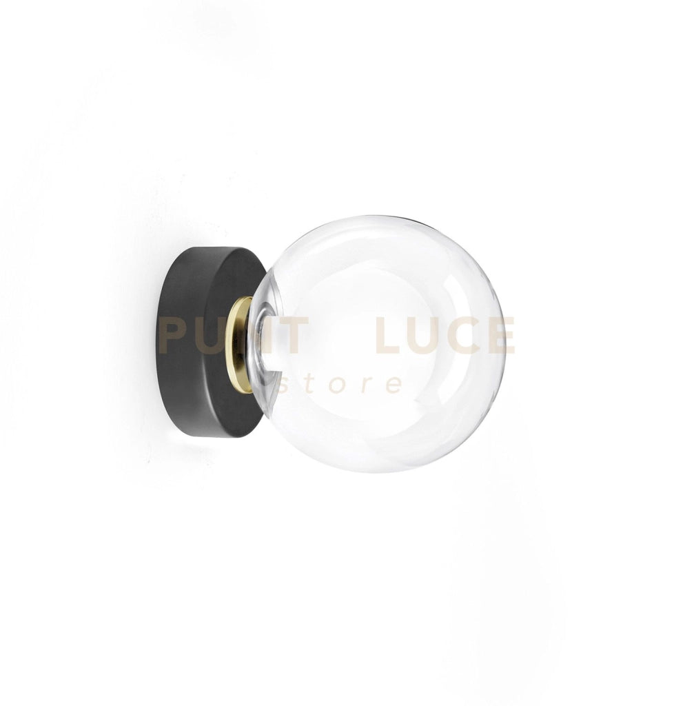 COSMO LAMPADA DA PARETE O SOFFITTO 1 LUCE VETRO TRASPARENTE STRUTTURA NERA PARTICOLARI ORO ATTACCO G9