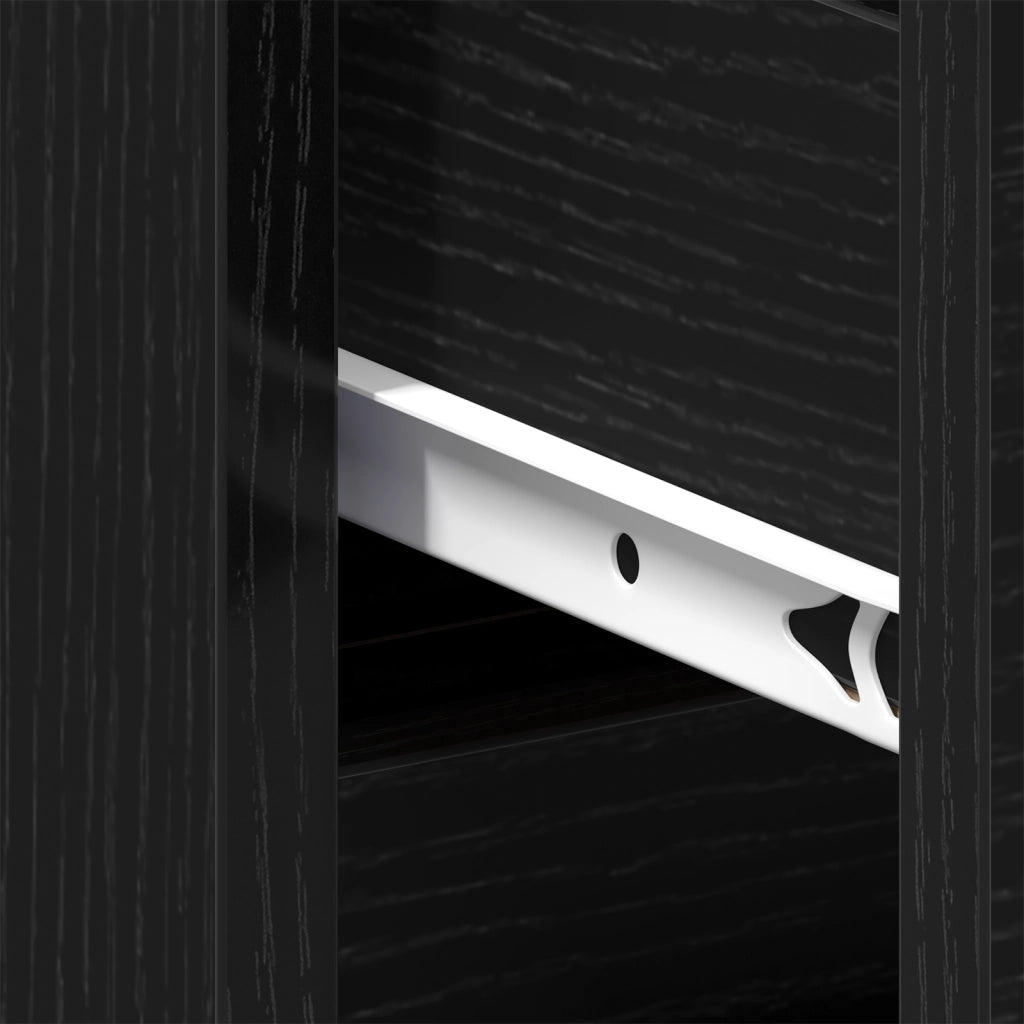 Comodino  con Gamba in Metallo Nero Rovere 40x35x69 cm