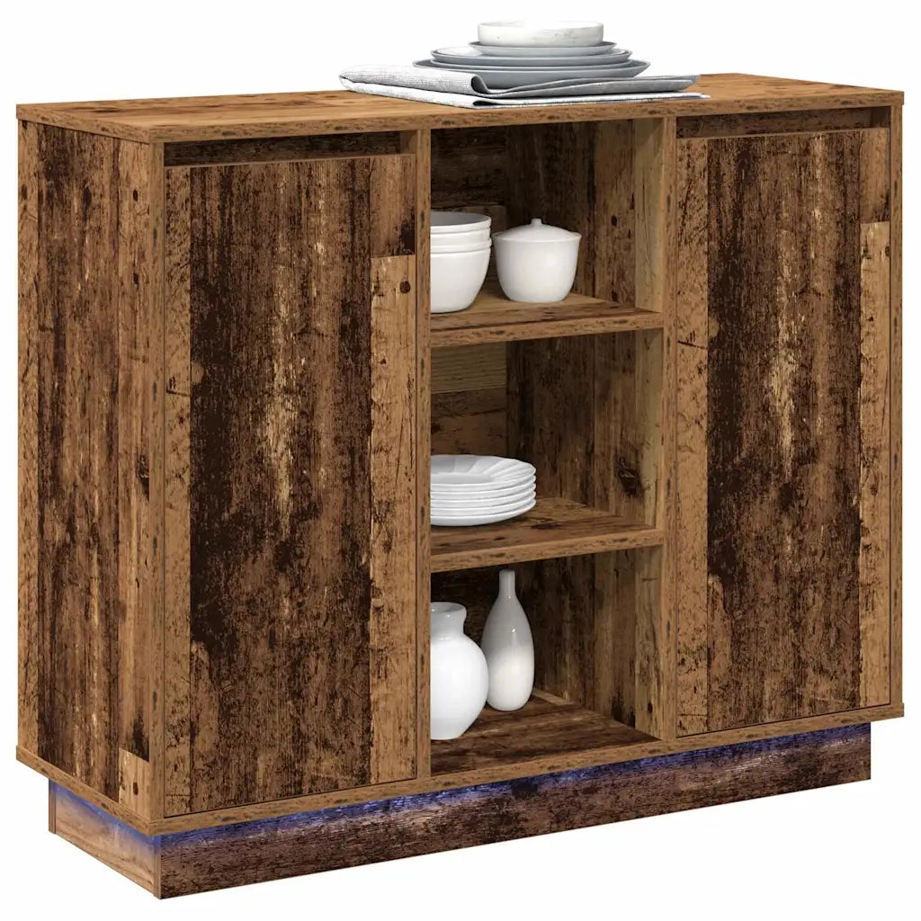 Credenza | Madia LED Legno vecchio 90 x 32 x 75 cm Legno multistrato