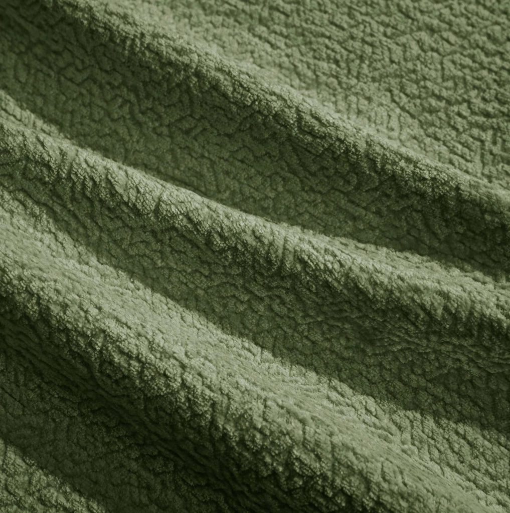 Divano modulare a U in ciniglia con pouf mobili; verde