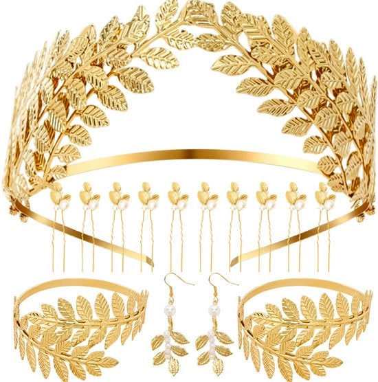 Accessori per capelli da sposa - pettinature con fiori - copricapo per la sposa - accessori per capelli da sposa con foglie di cristallo per signore e ragazze - cintura per la sposa con decorazione a forma di perla - set (15 pezzi)