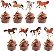 Decorazioni per torte in forma di cavallo - Set di decorazioni per torte - Decorazioni per feste - 16 pezzi - Carta/Legno