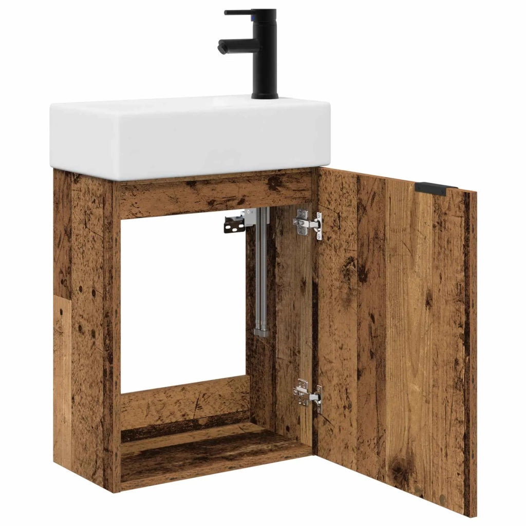 Mobile bagno con rubinetto Legno antico 45,5 x 22,5 x 84 cm 889439