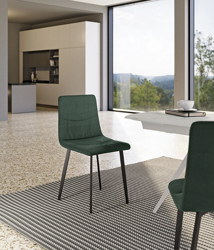 Set 4 Sedie Ariel 46x55x87,5 cm in Tessuto Easy-Clean Verde