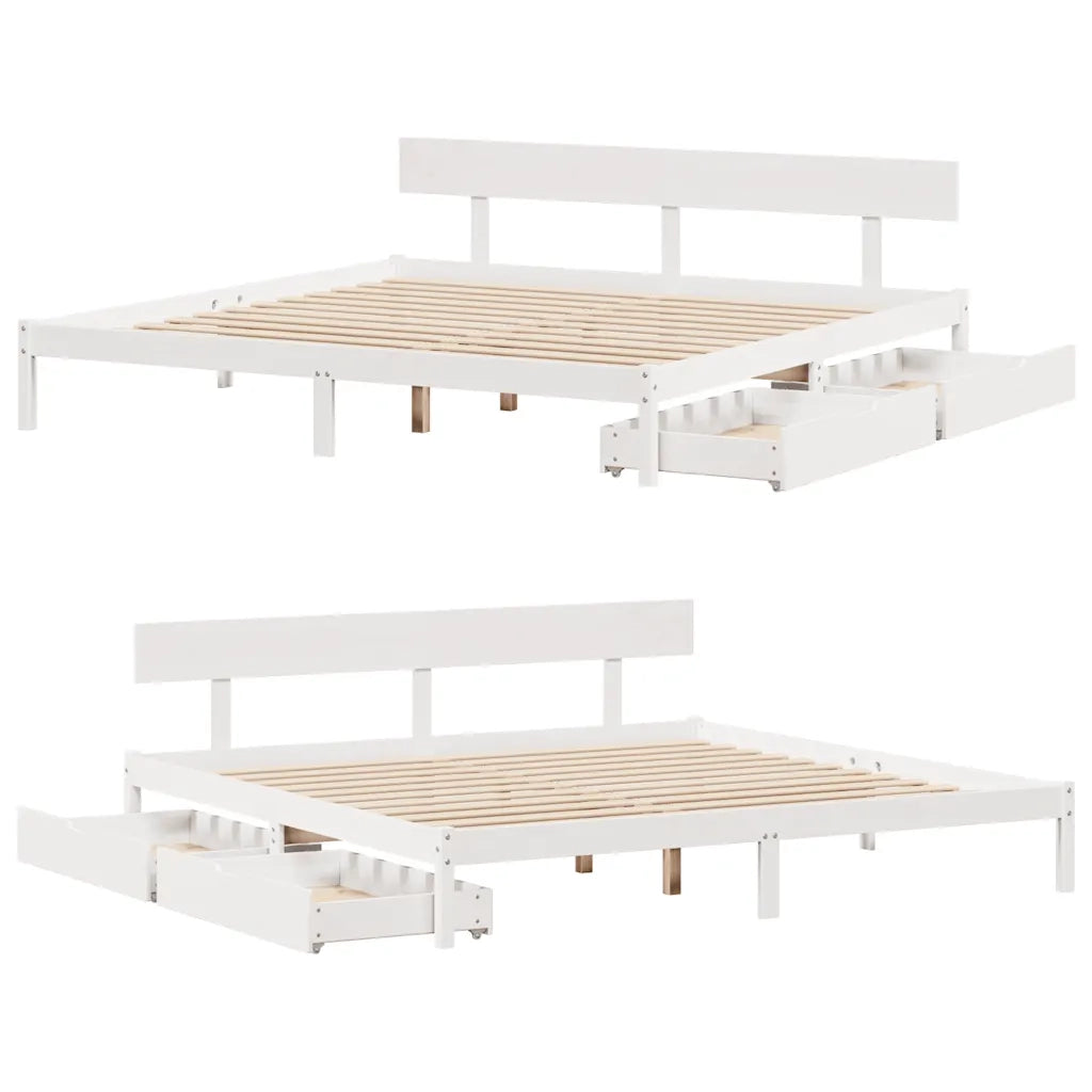 Giroletto senza Materasso Bianco 200x200 cm Legno Massello Pino 3301523