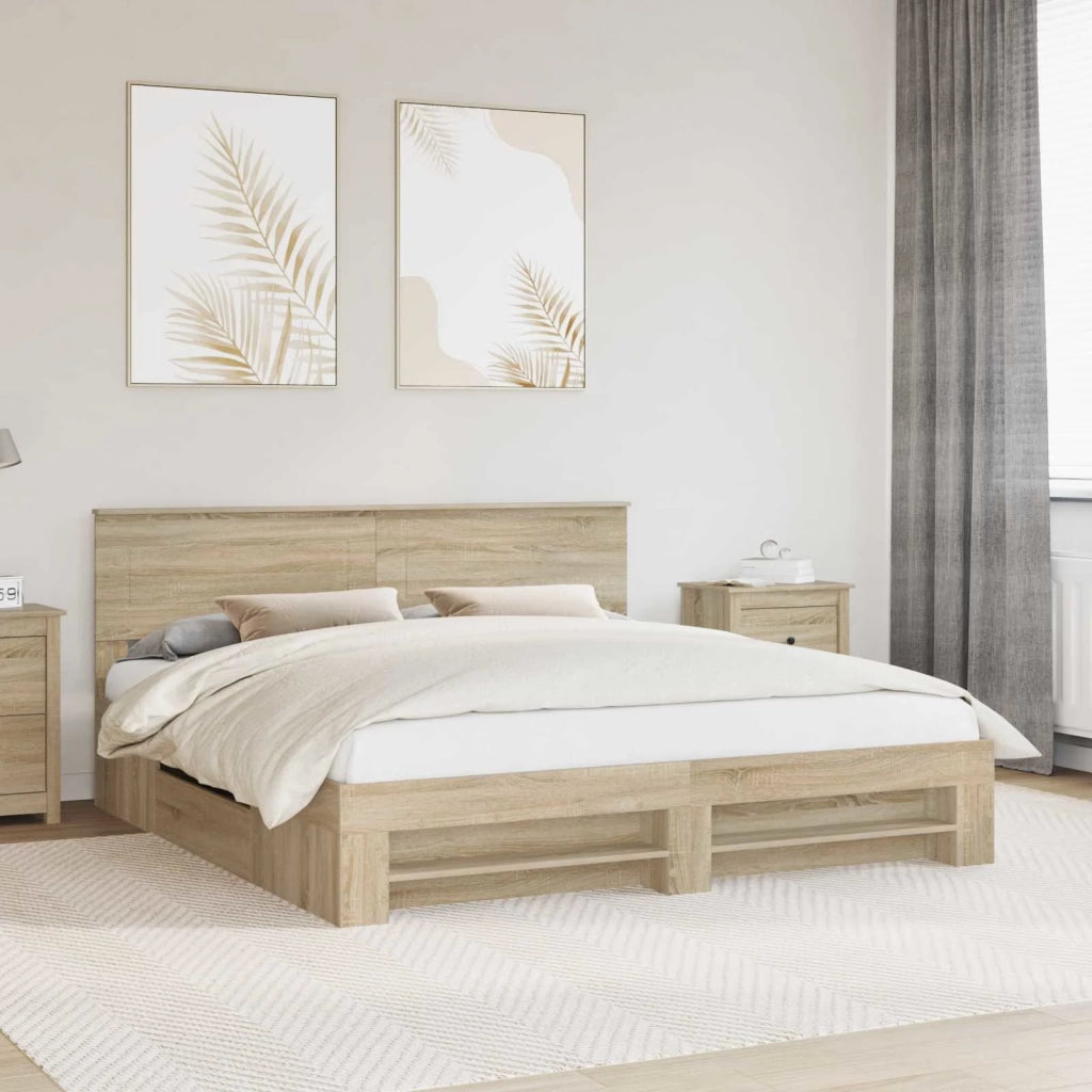 Struttura del letto con testiera Rovere Sonoma 180 x 200 cm 3408734
