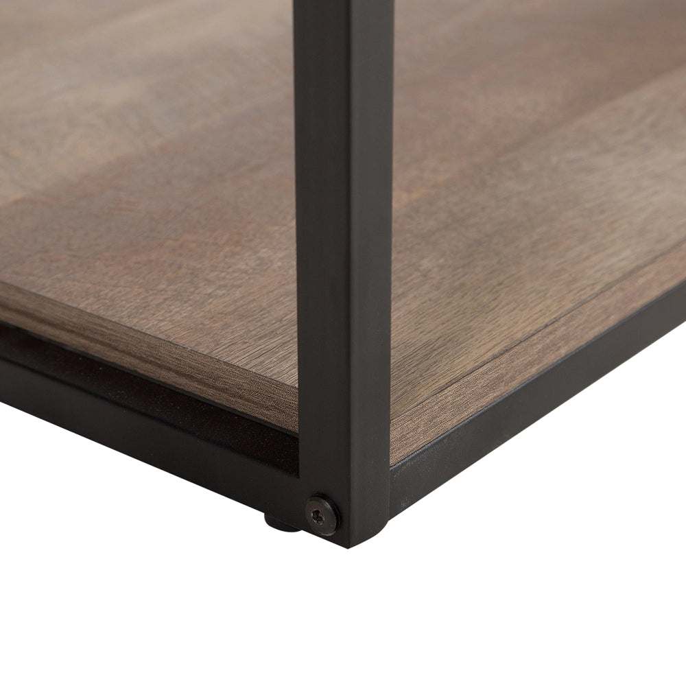 Tavolino Piano in Legno Scuro Struttura in Metallo Nero 120 x 60 cm Rettangolare Moderno Soggiorno Industriale