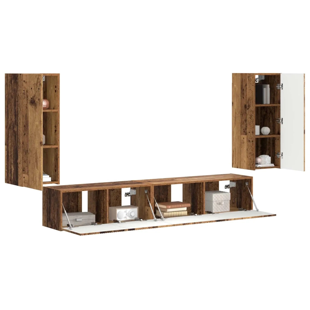 Set mobile TV 4 pcs Legno vecchio Legno multistrato