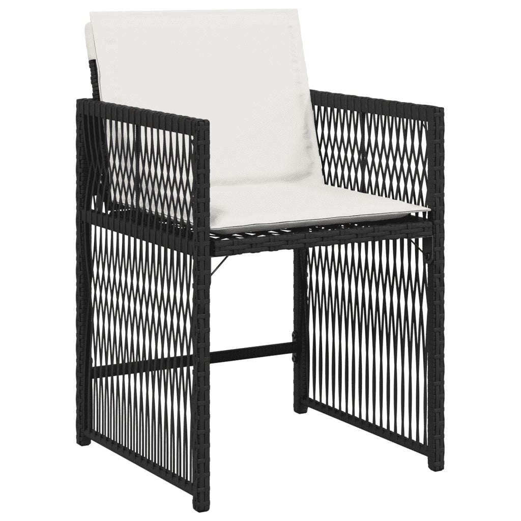 Set da Pranzo da Giardino 5 pz Nero con Cuscini in Polyrattan 3211614