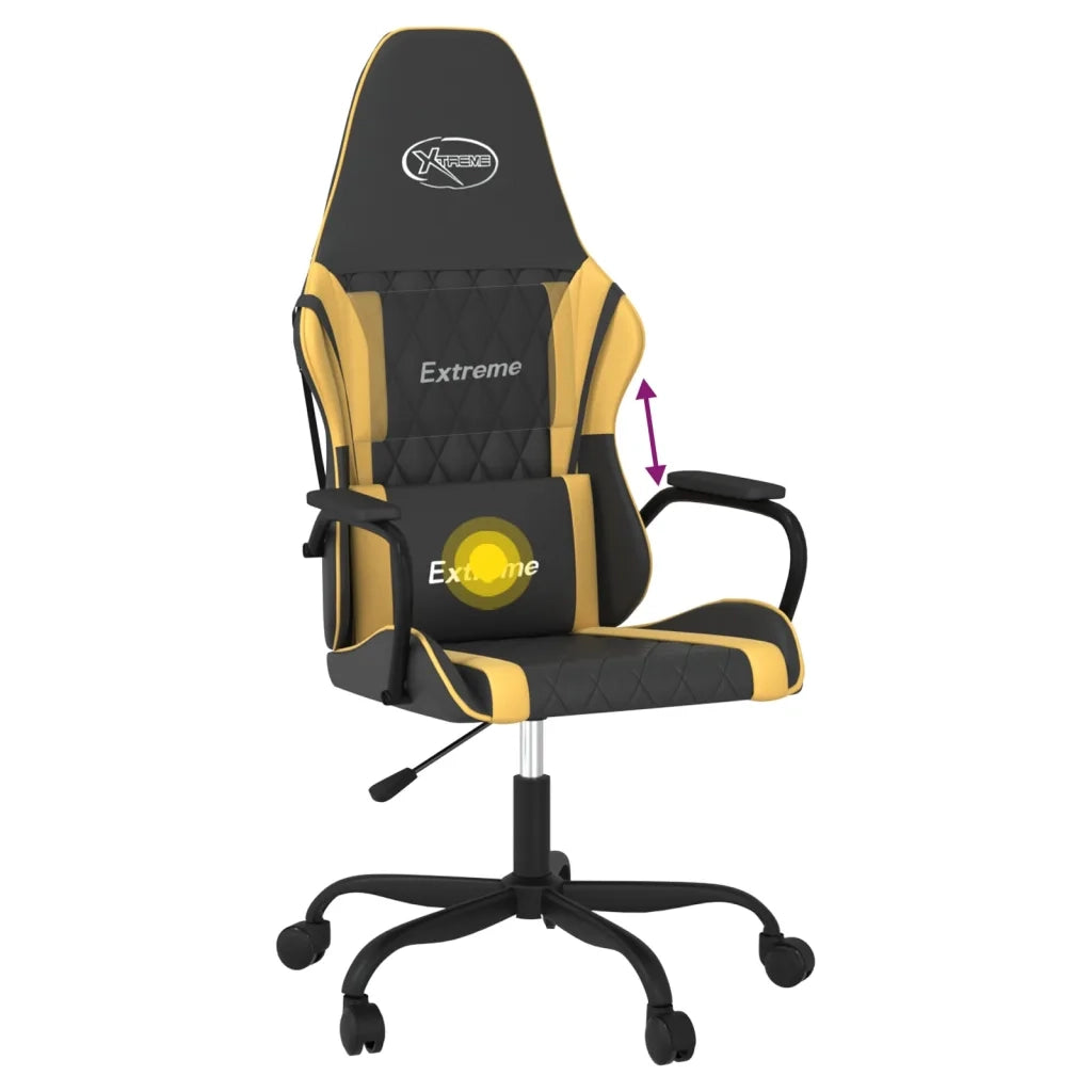 Sedia da Gaming | Sedia da e-sports Massaggiante Nero e Oro in Similpelle