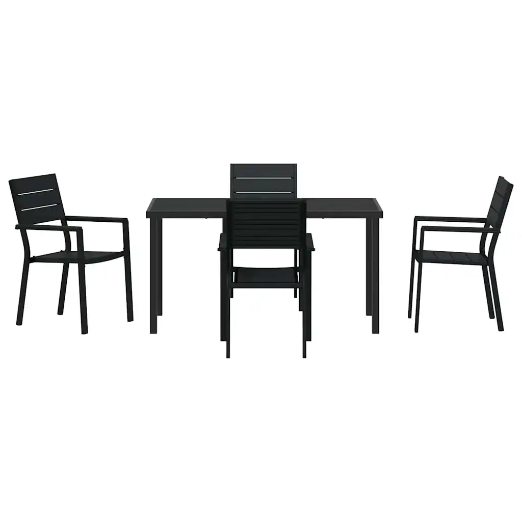 Set da Pranzo per Giardino 5 pcs Nero