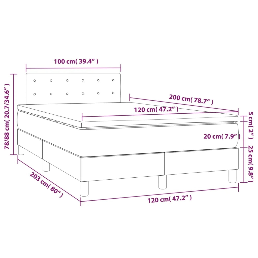 Letto a Molle Materasso e LED Grigio Chiaro 120x200 cm Tessuto cod mxl 57757