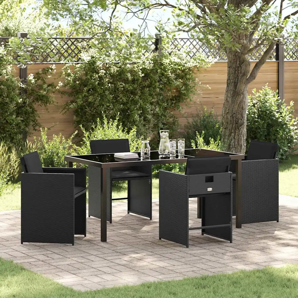 Set da Pranzo per Giardino 5 pcs Nero polyrattan 3380691