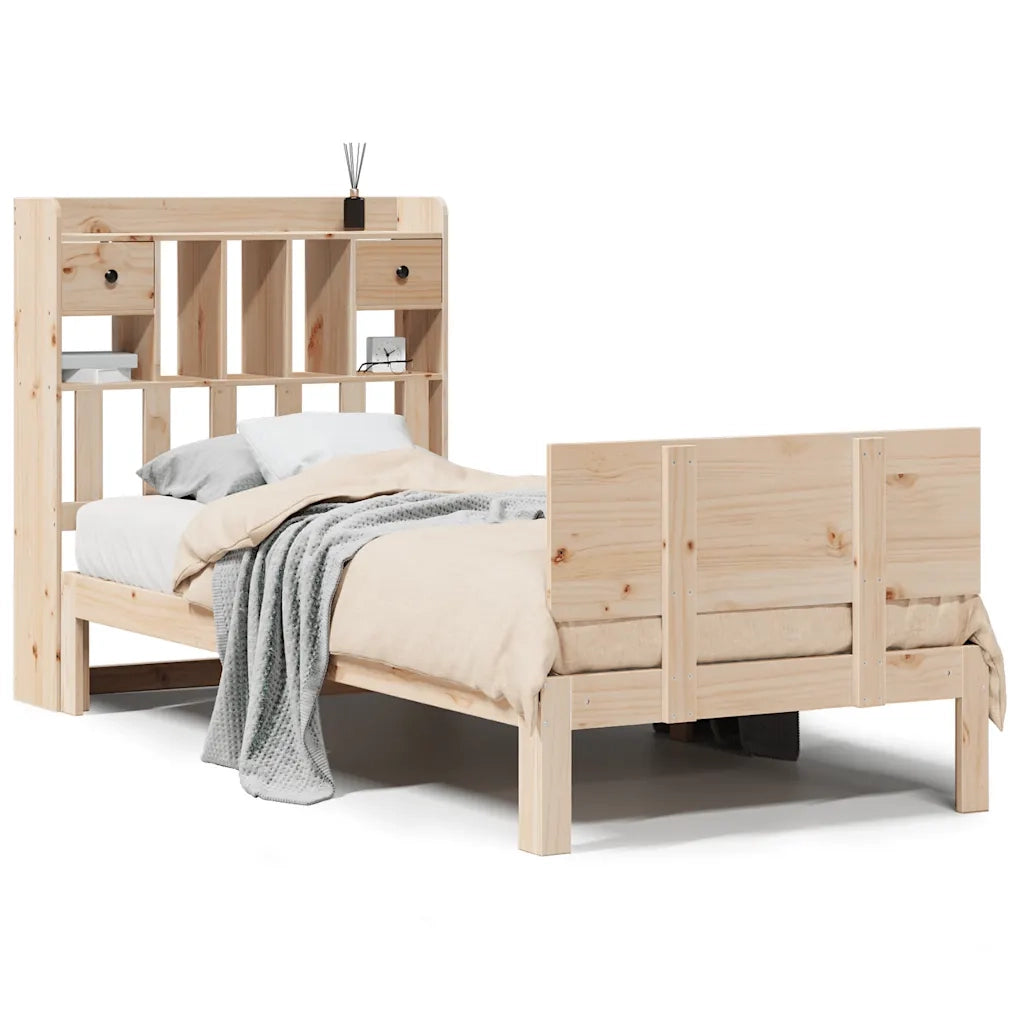 Letto Libreria senza Materasso 90x200 cm Legno Massello Pino 3322686