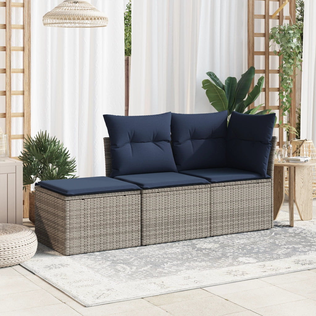 Sgabello Giardino con Cuscino Grigio 55x55x37 cm in Polyrattan 366152
