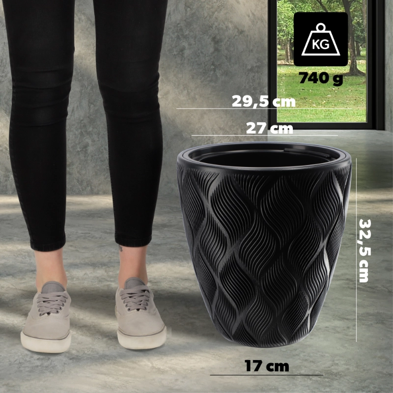 Vaso da fiori KADAX con inserto 32 cm, copertura in plastica alta