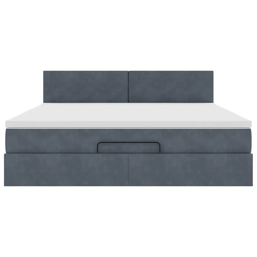 Struttura Letto Pouf con Materasso 160x200 cm in Velluto 3311712
