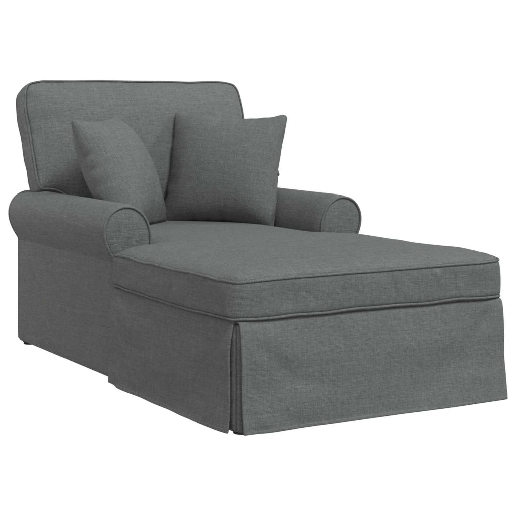 Chaise Longe con Gonna con cuscino 3 pcs Grigio scuro Tessuto