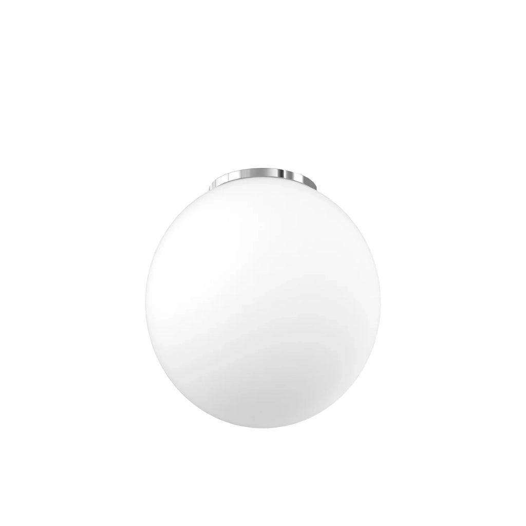Plafoniera Contemporanea Mars Metallo Cromo Vetro Bianco 1 Luce E27 D35Cm