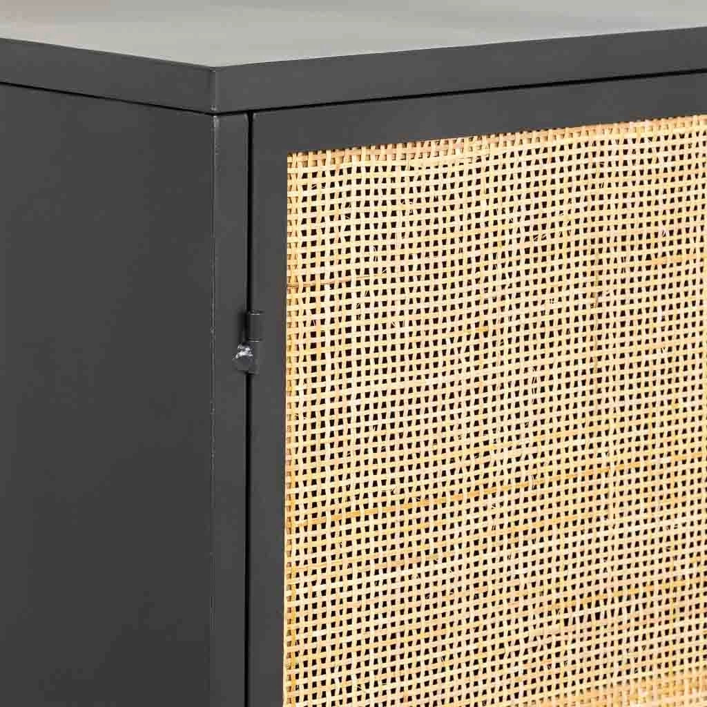 Credenza in metallo e legno 2 ante, nero 100x32x85h cm