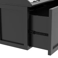 Ciotole per Cani Rialzate in Acciaio Inox e Legno con Cassetto, 60x30x36cm, Nero